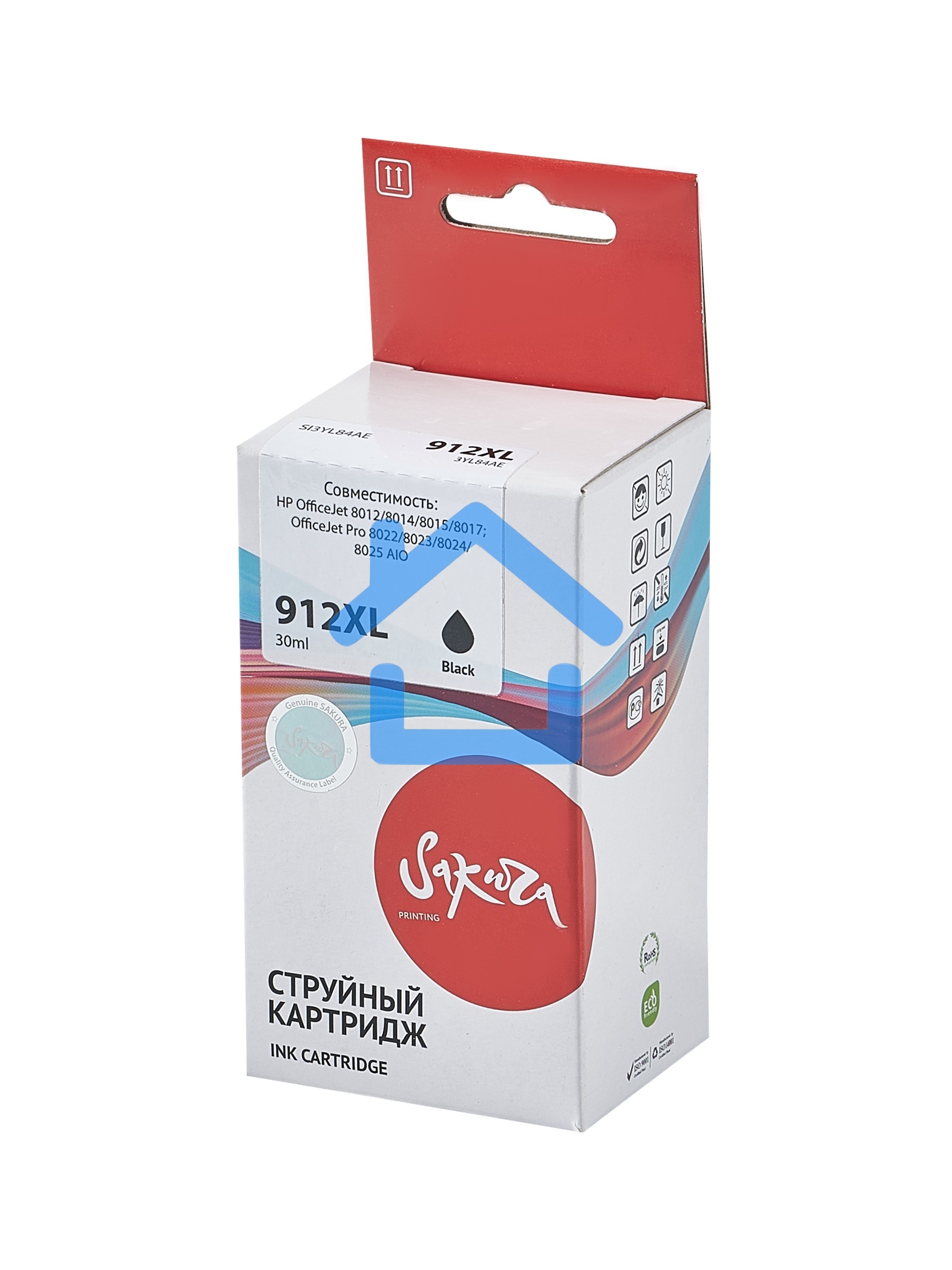 Струйный картридж Sakura 3YL84AE (№912XL Black) для HP, черный, 30 мл., 825 к.