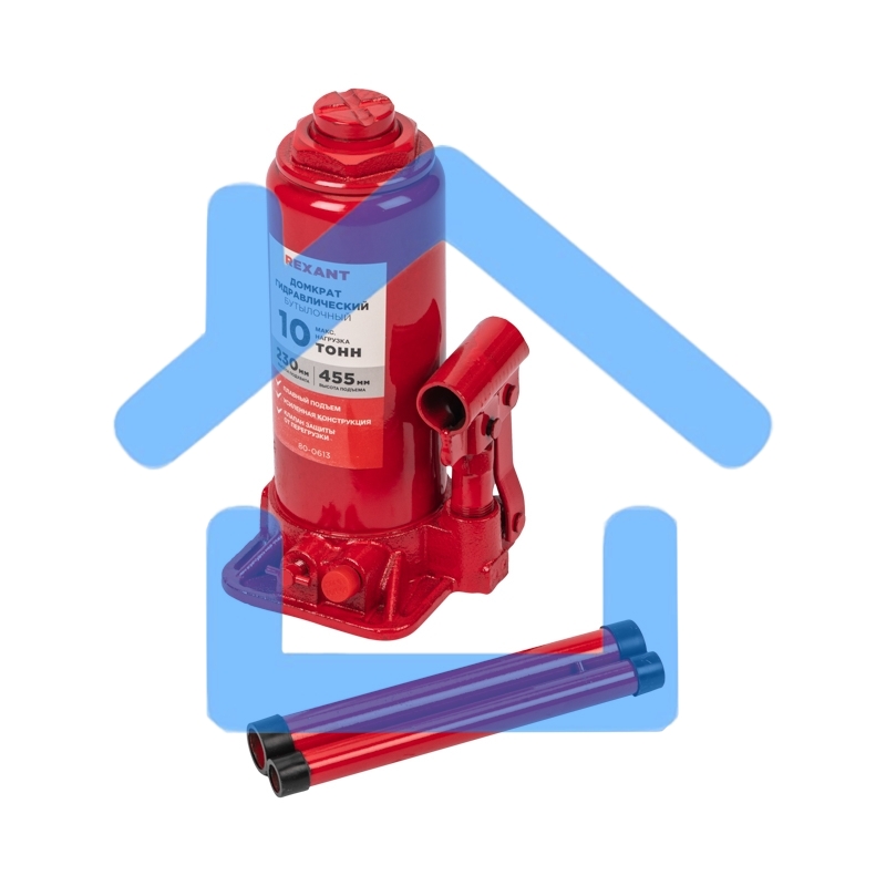 Домкрат гидравлический бутылочный 10т Rexant