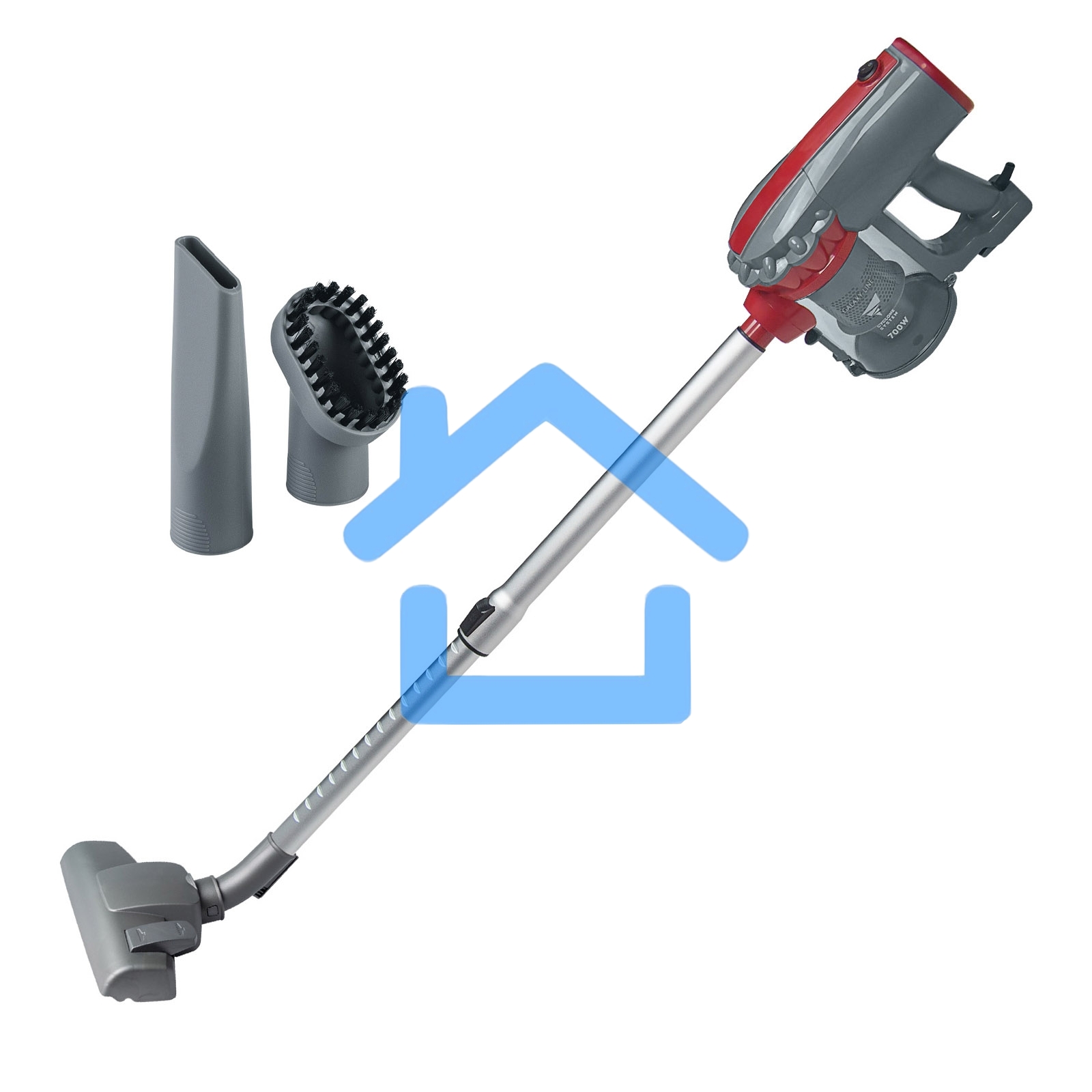 Пылесос вертикальный Galaxy GL 6255 серый/красный, питание от сети, 150 Вт, уборка сухая, пылесборник 0.8 л