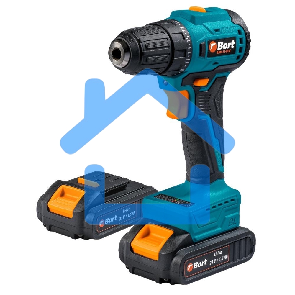 Дрель-шуруповерт Bort BAB-21-BLK, Аккумуляторная, 21В, 2 АКБ
