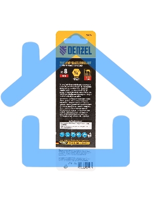 Сверло по керамической плитке Denzel 8 мм, крестовая пластина, 6-гр. хвостовик