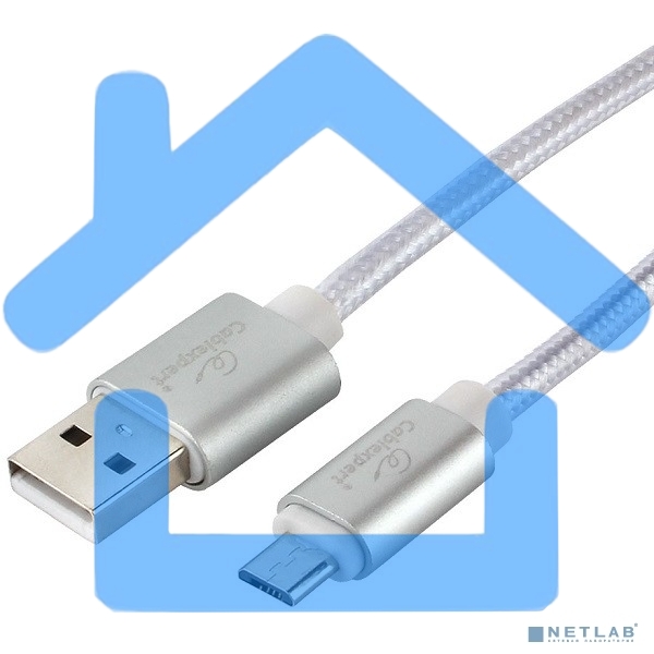 Кабель USB 2.0 Cablexpert CC-U-mUSB02S-1.8M, AM/microB, серия Ultra, длина 1.8м, серебристый, блистер