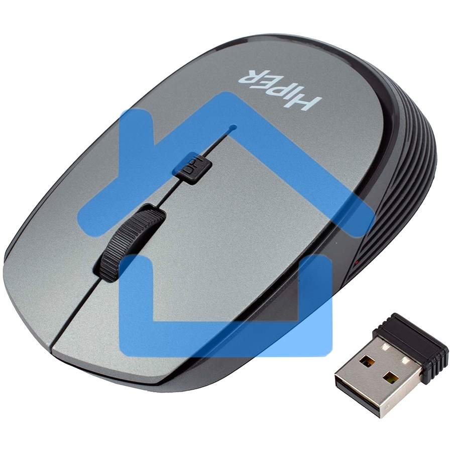 Мышь беспроводная HIPER HOMW-081 серый, 1600 dpi, радиоканал, USB, кнопки - 4