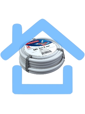 Провод соединительный ПВС 3x1,5 мм², белый, длина 10 метров, ГОСТ 7399-97 Rexant