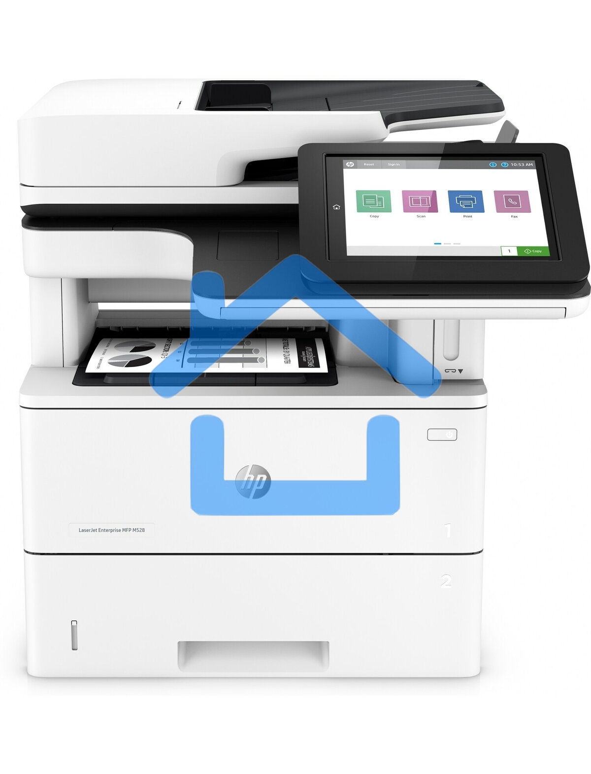 МФУ лазерное HP LaserJet Enterprise M528dn (1PV64A #B19), A4, ч/б, печ. до 43 стр/мин., скан. до 43 стр/мин. (ч/б) 38 стр/мин. (цвет), 1200 x 1200 dpi (печать) 600x600dpi (сканер), USB, RJ-45, Air Print, Mopria