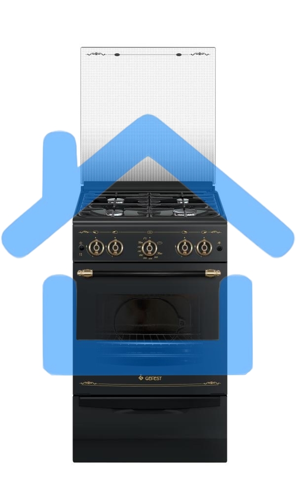 Плита газовая Gefest ПГ 5100-02 0187 черный, конфорок 4 шт, духовка 52 л, 50 см x 85 см x 58.5 см