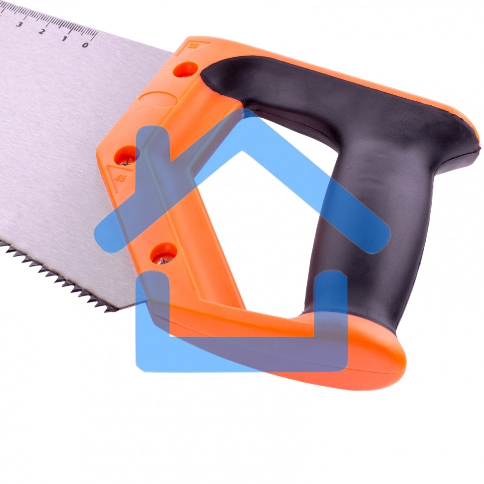 Ножовка по дереву Sparta 450 мм, 7-8 TPI, зуб-2D, каленый зуб, линейка, двухкомпонентная рукоятка