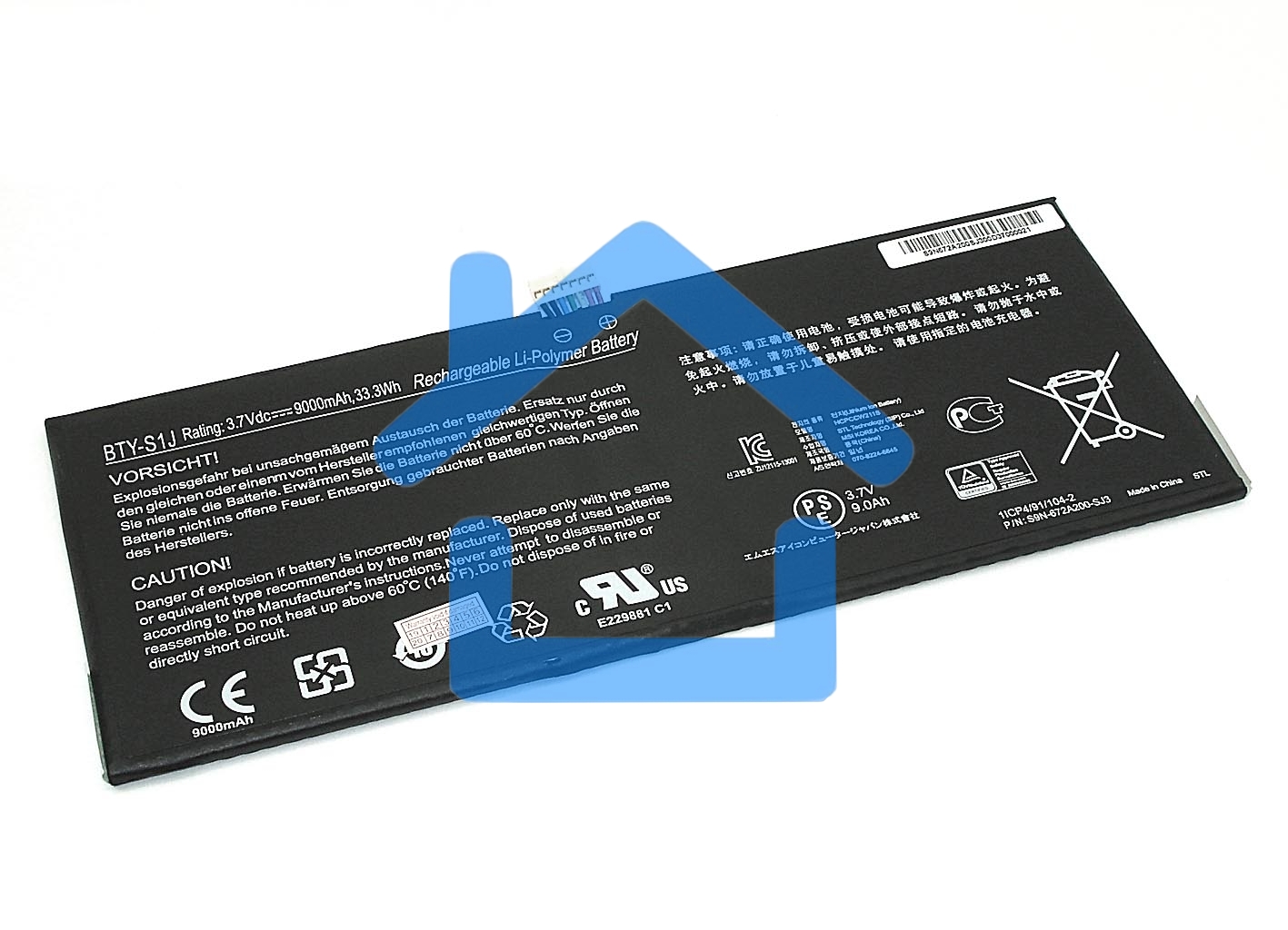 Аккумуляторная батарея для ноутбука MSI W20 3M-013US 3.7V 9000mAh черный