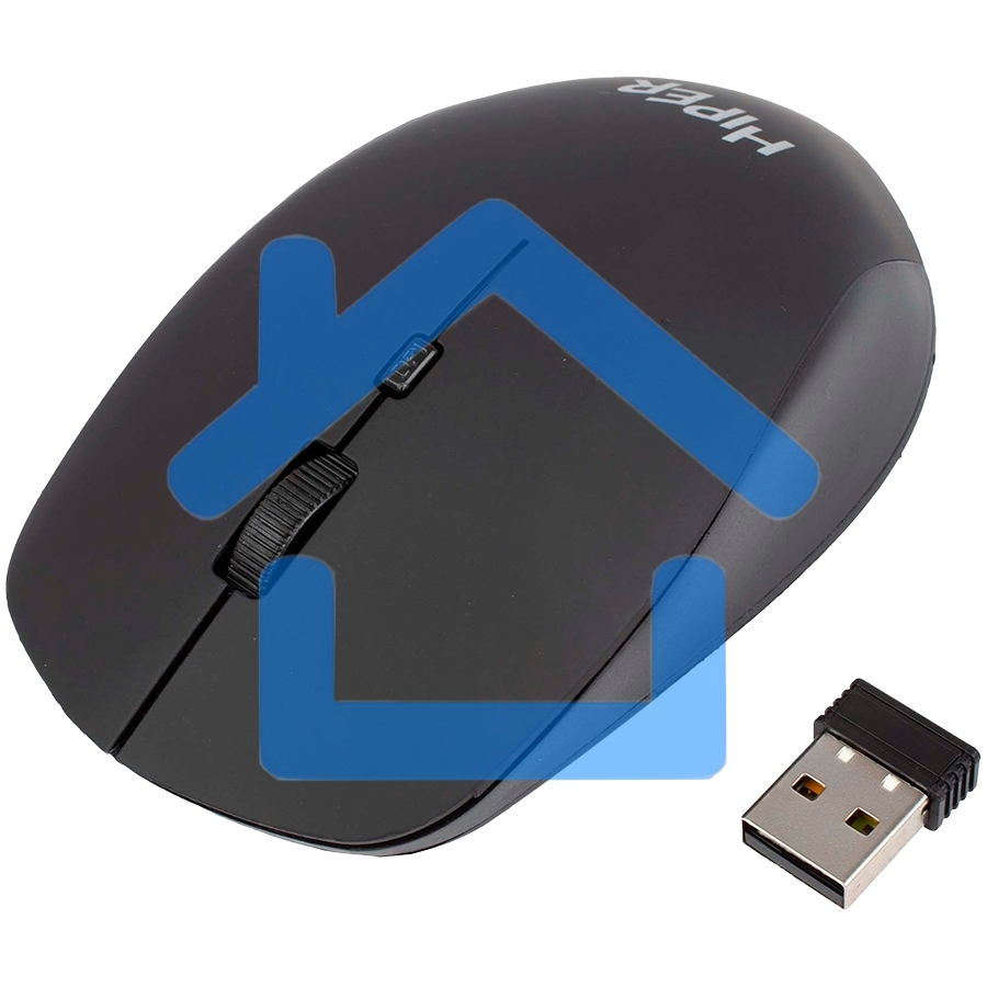 Мышь беспроводная HIPER HOMW-091 черный, 1600 dpi, радиоканал, USB, кнопки - 4