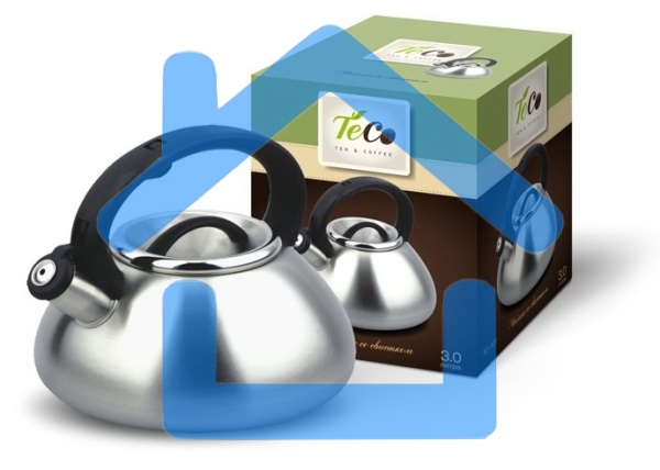 Чайник для плиты TECO 3,0 л. со свистком, TC-101, из нержавеющей стали, бесшовный корпус