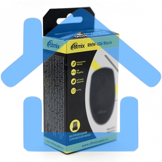 Мышь беспроводная Ritmix RMW-506 черный, 1000 dpi, радиоканал, USB, кнопки - 3