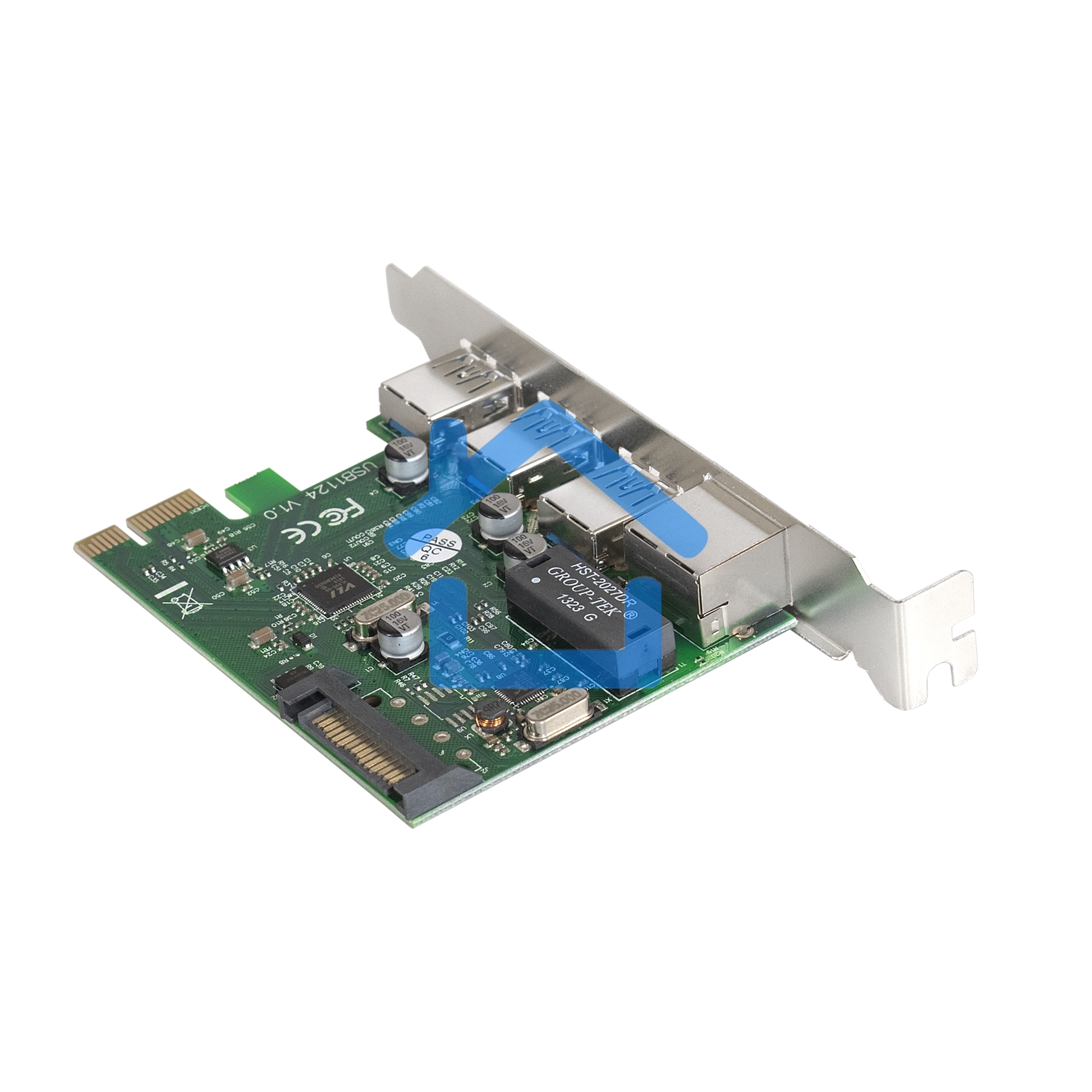 Контроллер сетевой ExeGate EXE-361 PCI-E 2.0, 3*USB 3.0 ext + LAN UTP 1000Mbps, раз.доп.пит.OEM)