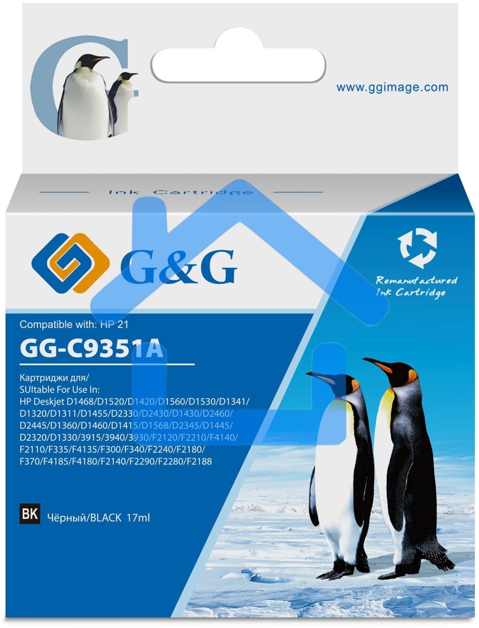 Картридж струйный G&G GG-C9351A черный (17мл) для HP DJ 3920/3940/D1360/D1460/D1470/D1560/D2330/D2360/D2430/D2460/F370/F375/F380/F2180/F2187/F2224/F2280/F2290/F4140/F4172/F4180/F4190