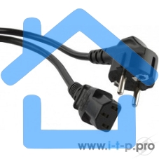 Кабель питания компьютера Hyperline PWC-IEC13-SHM-10-BK (Shucko+C13) (3x1.00), 10A, угловая вилка, 10 м 