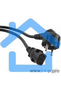 Кабель питания компьютера Hyperline PWC-IEC13-SHM-10-BK (Shucko+C13) (3x1.00), 10A, угловая вилка, 10 м 