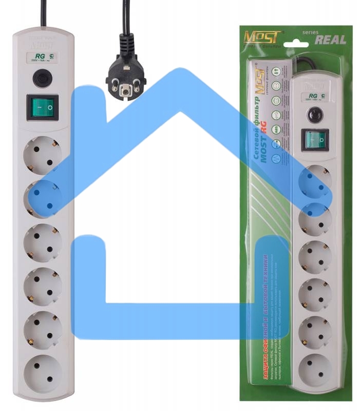 Сетевой фильтр Most RG 2м (6 розеток) белый (коробка)