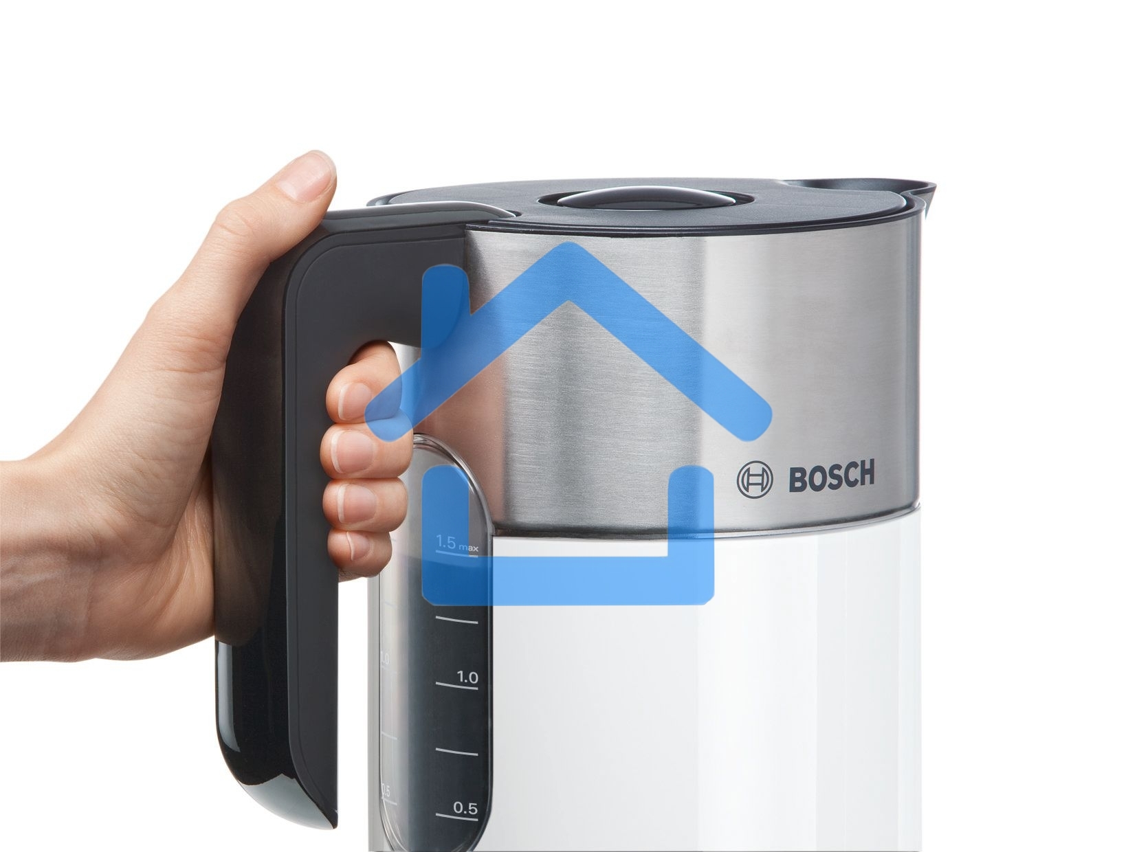 Чайник электрический Bosch TWK8611P 1.5л. 2400Вт белый/серебристый (корпус: нержавеющая сталь)