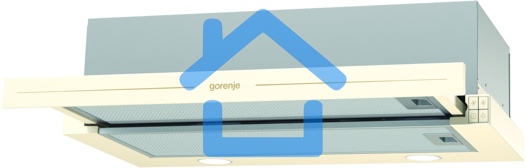 Вытяжка встраиваемая Gorenje BHP62CLI слоновая кость, 60 см, 435 куб. м/ч, 71 дБ