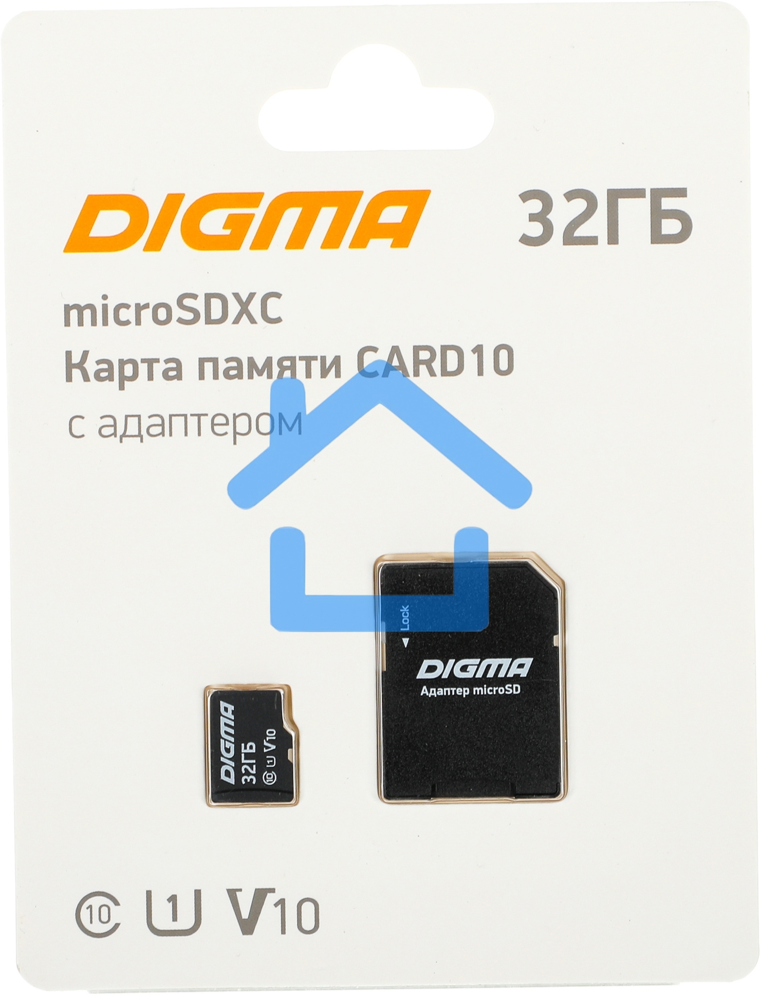 Флеш карта microSDXC 32Gb Class10 Digma CARD10 + adapter