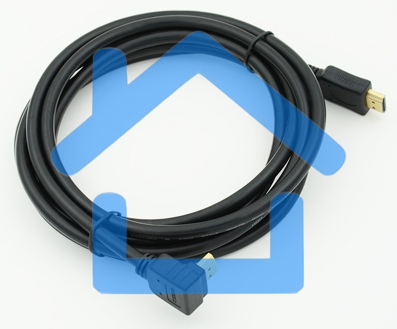 Кабель HDMI 3м, 19pin to 19pin, 1 угловой разъем, черный