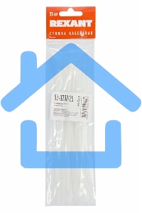 Хомут-стяжкa нeйлонoвая Rexant 200x3,6 мм, белая, упаковка 25 шт.