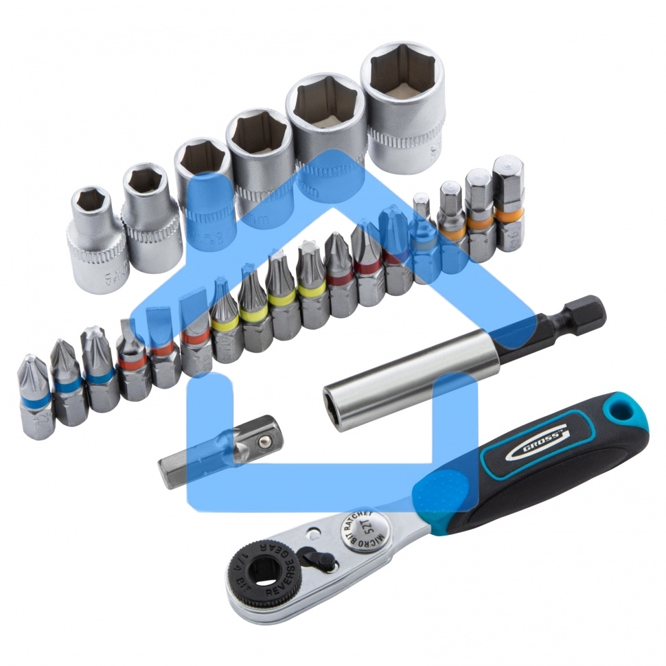 Набор бит и торцевых головок 1/4