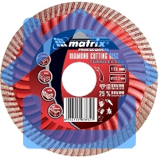 Диск алмазный Matrix отрезной Turbo Extra, 230 x 22,2 мм, сухая резка Professional Диск алмазный Matrix отрезной Turbo Extra, 230 x 22,2 мм, сухая резка Professional