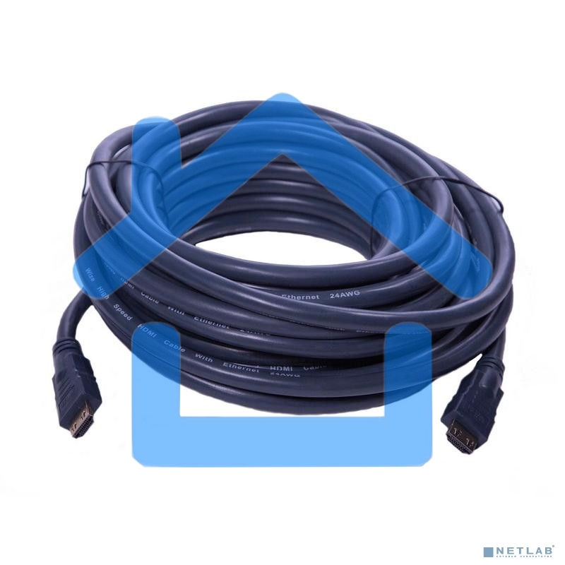 Кабель HDMI CP-HM-HM-10M Wize, 10 м, v.2.0, K-Lock, soft cable, 19M/19M, позол.разъемы, экран, темно-серый, пакет