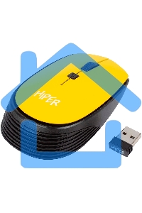 Мышь беспроводная HIPER HOMW-085 желтый, 1600 dpi, радиоканал, USB, кнопки - 4