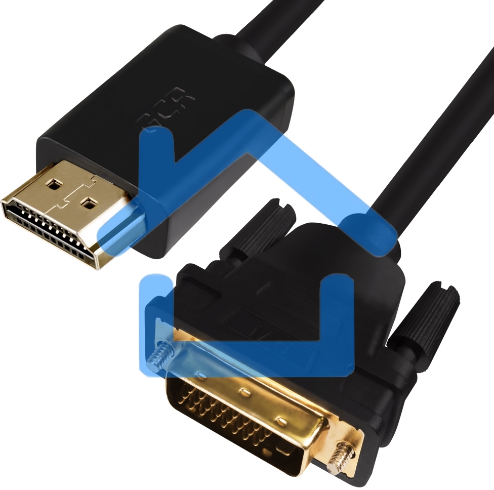 Кабель Greenconnect HDMI-DVI 10.0m черный,OD7.3mm, 28/28 AWG, позолоченные контакты, 19pin AM / 24+1M AM double link,тройной экран(GCR-HD2DVI1-10.0m)