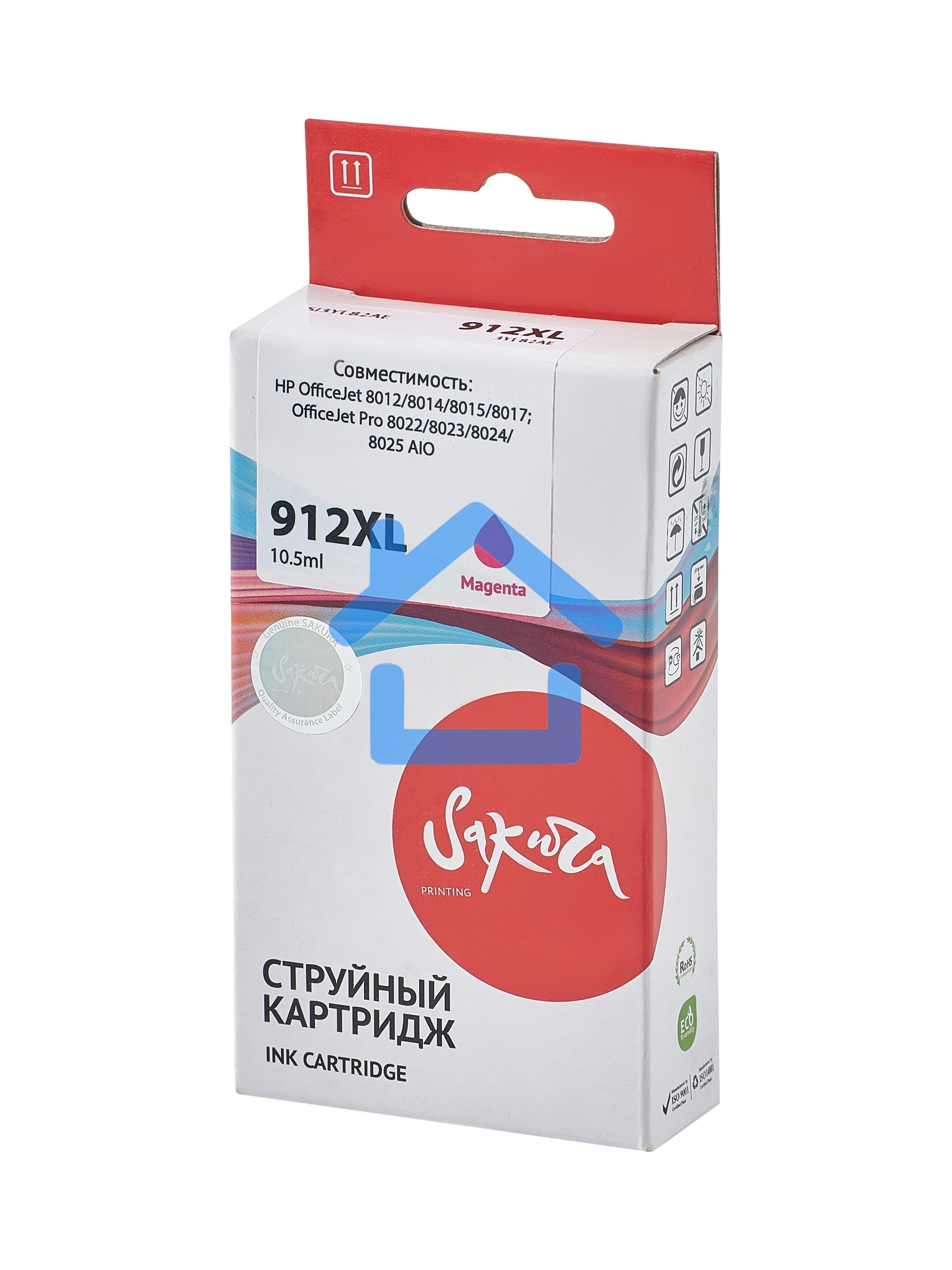Струйный картридж Sakura 3YL82AE (№912XL Magenta) для HP, пурпурный, 10,5 мл., 825 к.