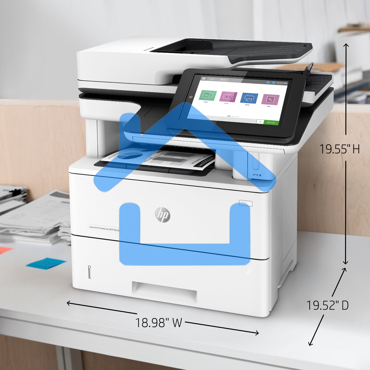 МФУ лазерное HP LaserJet Enterprise M528dn (1PV64A #B19), A4, ч/б, печ. до 43 стр/мин., скан. до 43 стр/мин. (ч/б) 38 стр/мин. (цвет), 1200 x 1200 dpi (печать) 600x600dpi (сканер), USB, RJ-45, Air Print, Mopria