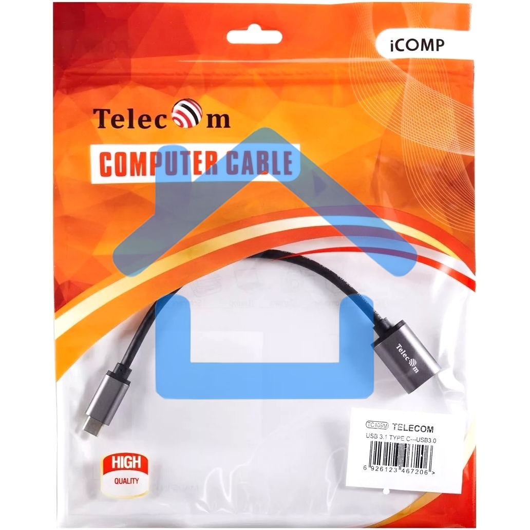 Кабель-адаптер Type-Cm --> USB 3.0 Af, OTG, 1,5A, 5,0Gbps, Alum grey 0,2m Telecom (TC409M)