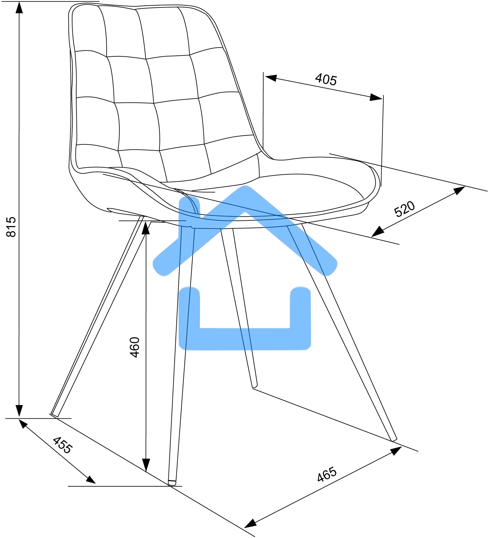 Стул для дома Бюрократ CH-K2_4 комплект 4шт черный Holland 75 металл черный на ножках (CH-K2_1/HL75_4)