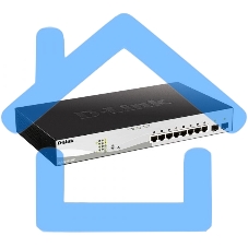 Коммутатор D-Link DGS-1210-10MP/F3A Smart L2 Switch 8х1000Base-T PoE, 2х1000Base-X SFP, PoE Budget 130W, Compact CLI