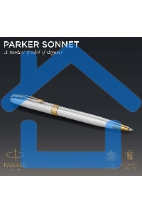 Ручка шариковая Parker Sonnet Core K527 (CW1931507) Stainless Steel GT M, черные чернила, подарочная коробка