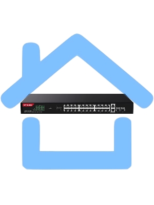 Коммутатор неуправляемый IP-COM G1128P-24-410W PoE, 28 портов, 26x1 Gbит/с, SFP 2x1 Gbит/с, PoE 24x30 Вт (до 370 Вт)