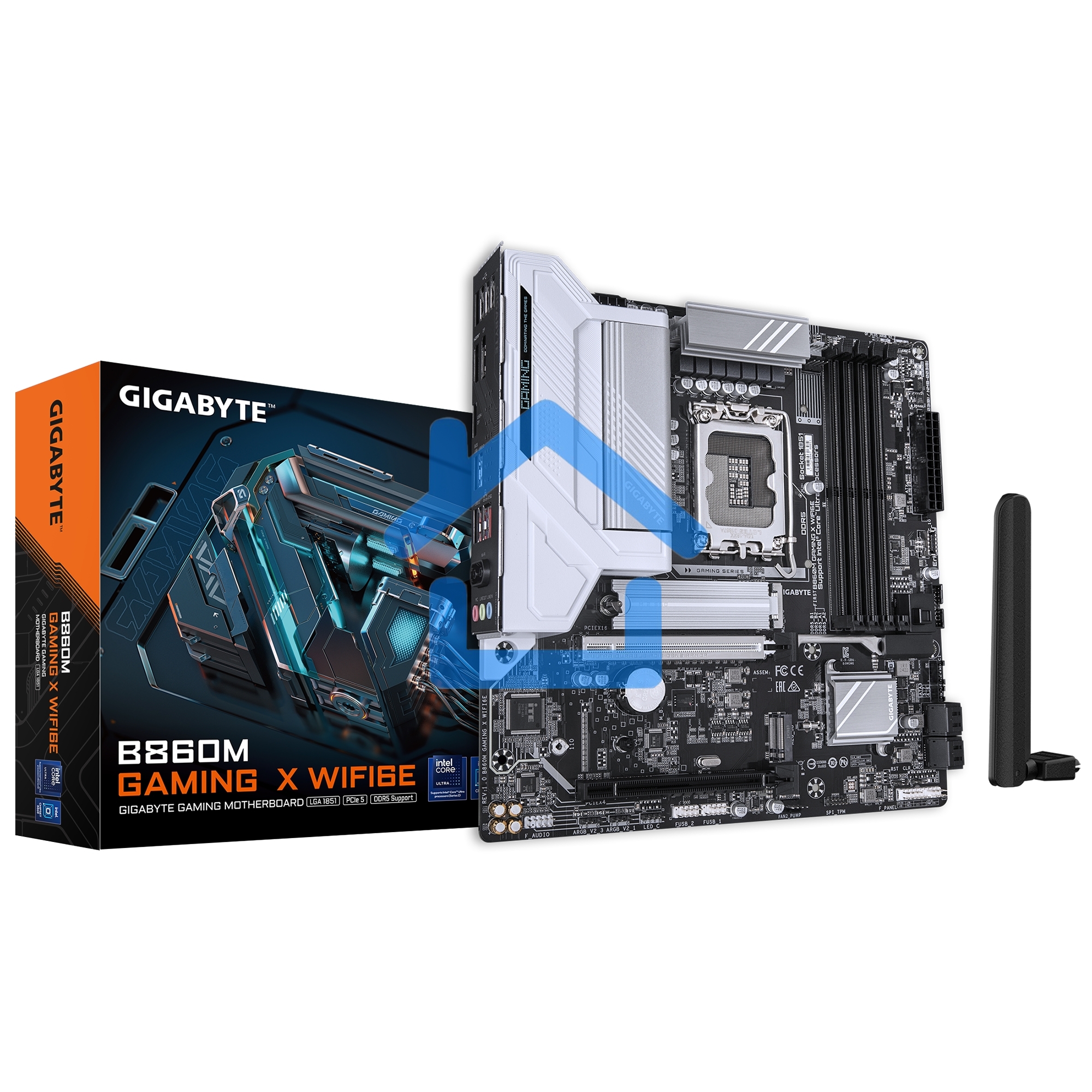 Материнская плата Gigabyte B860 GAMING X WIFI6E, LGA 1851, Intel B860, 4xDDR5, 4xSATA, 3xM.2, 1xPCIe 5.0 x16, 2xPCIe 4.0 x16, 1xHDMI, 1xDP, 1x 2.5Gb LAN, 4xUSB-A 2.0, 2xUSB-A 3.2 Gen 1, 1xUSB-C 3.2 Gen 2, 7.1, 3x3.5 мм, 3xARGB, 4xRGb, mATX