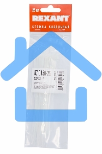 Хомут-стяжкa нeйлонoвая Rexant 150x2,5 мм, белая, упаковка 25 шт.