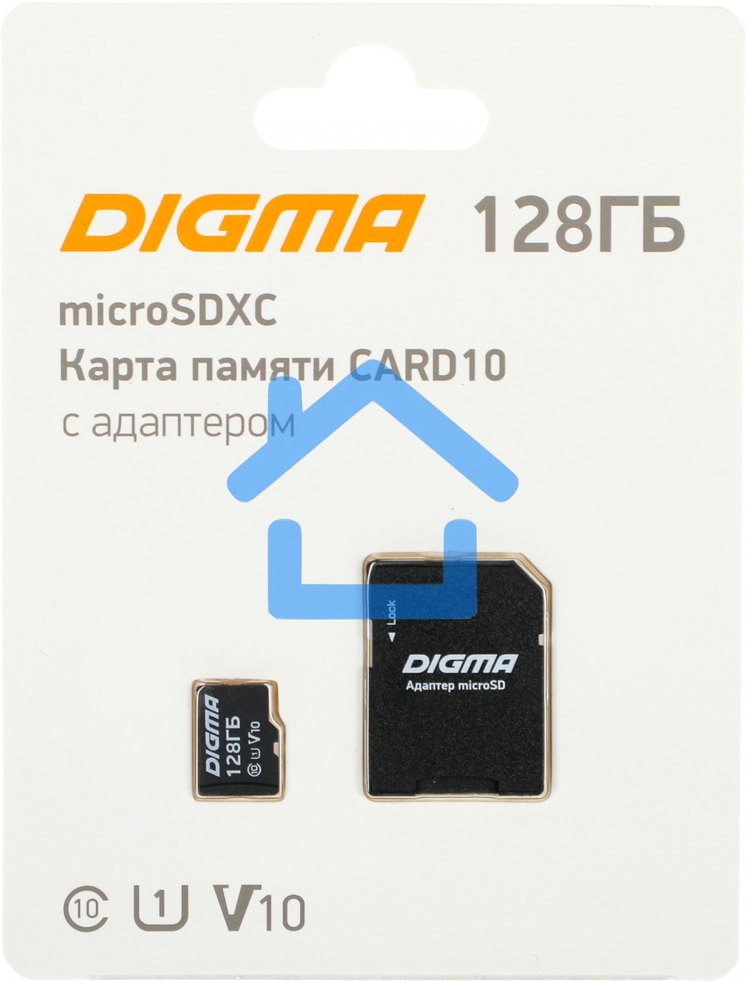 Флеш карта microSDXC 128Gb Class10 Digma CARD10 + adapter