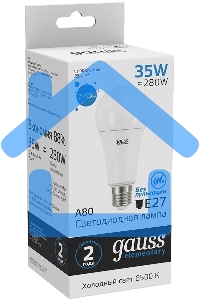 Лампа светодиодная LED Gauss Elementary A67 35Вт E27 6500К