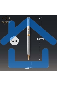 Ручка шариковая Parker Sonnet Core K527 (CW1931507) Stainless Steel GT M, черные чернила, подарочная коробка