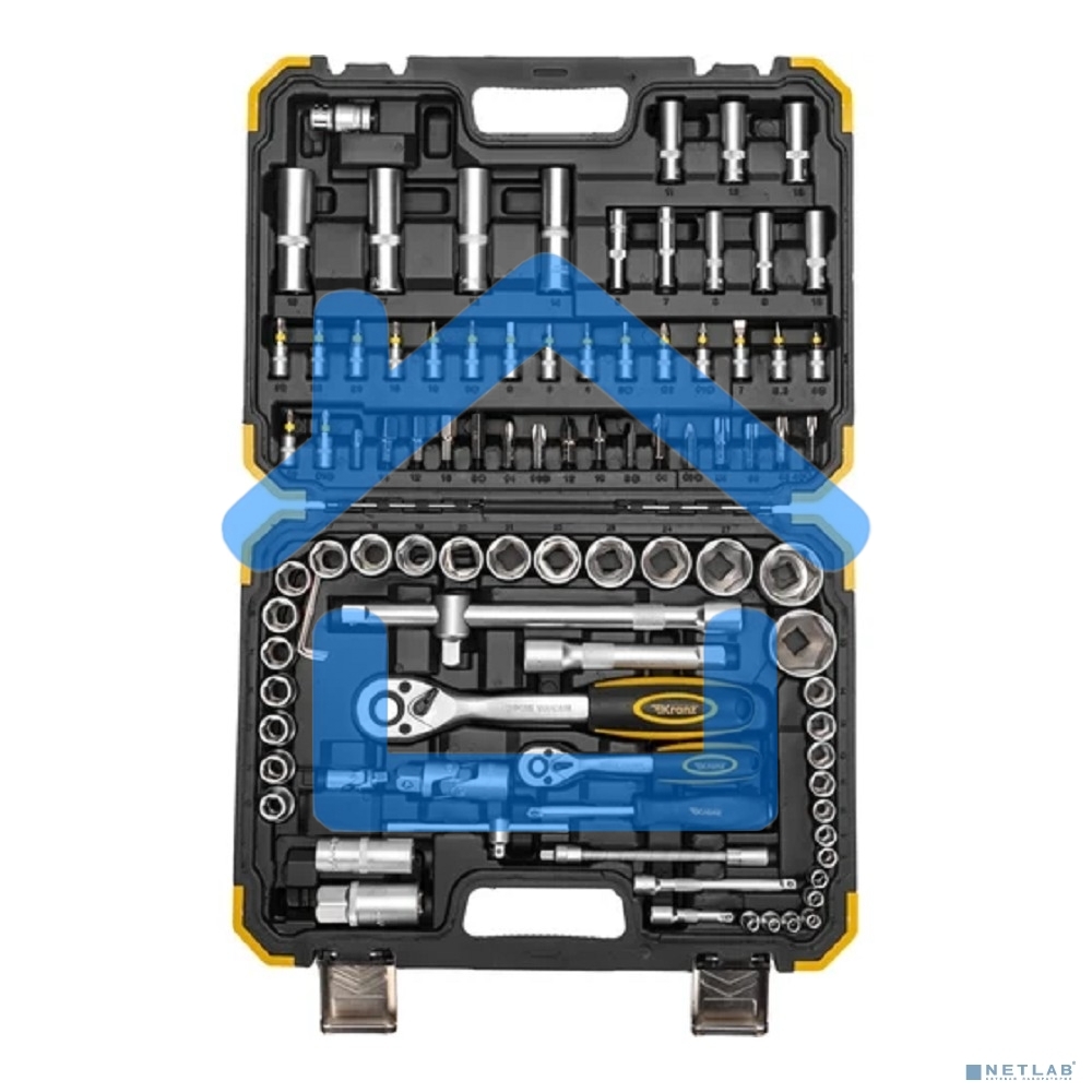 Набор инструментов, 1/2, 1/4, CrV, пластиковый кейс, 94 предмета KRANZ