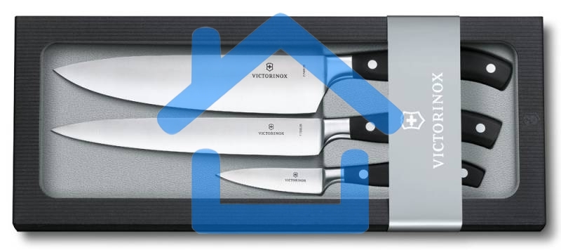 Набор ножей кухонных Victorinox Forged Chefs (7.7243.3) компл.:3шт черный подар.коробка