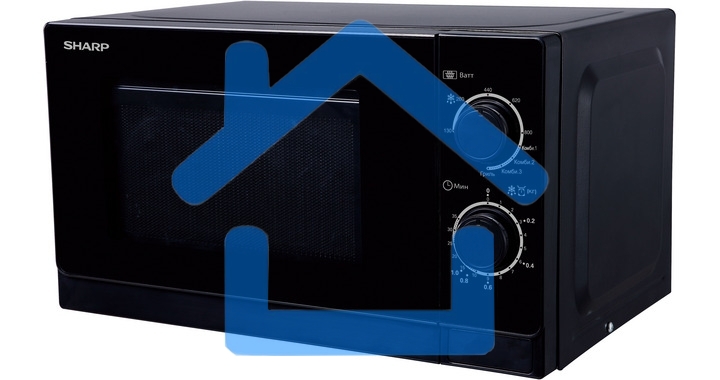 Микроволновая печь Sharp R6000RK черный, 20 л, 800 Вт, переключатели - поворотный механизм