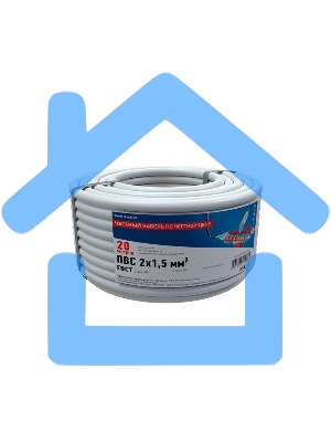 Провод соединительный ПВС 2x1,5 мм², белый, длина 20 метров, ГОСТ 7399-97 Rexant