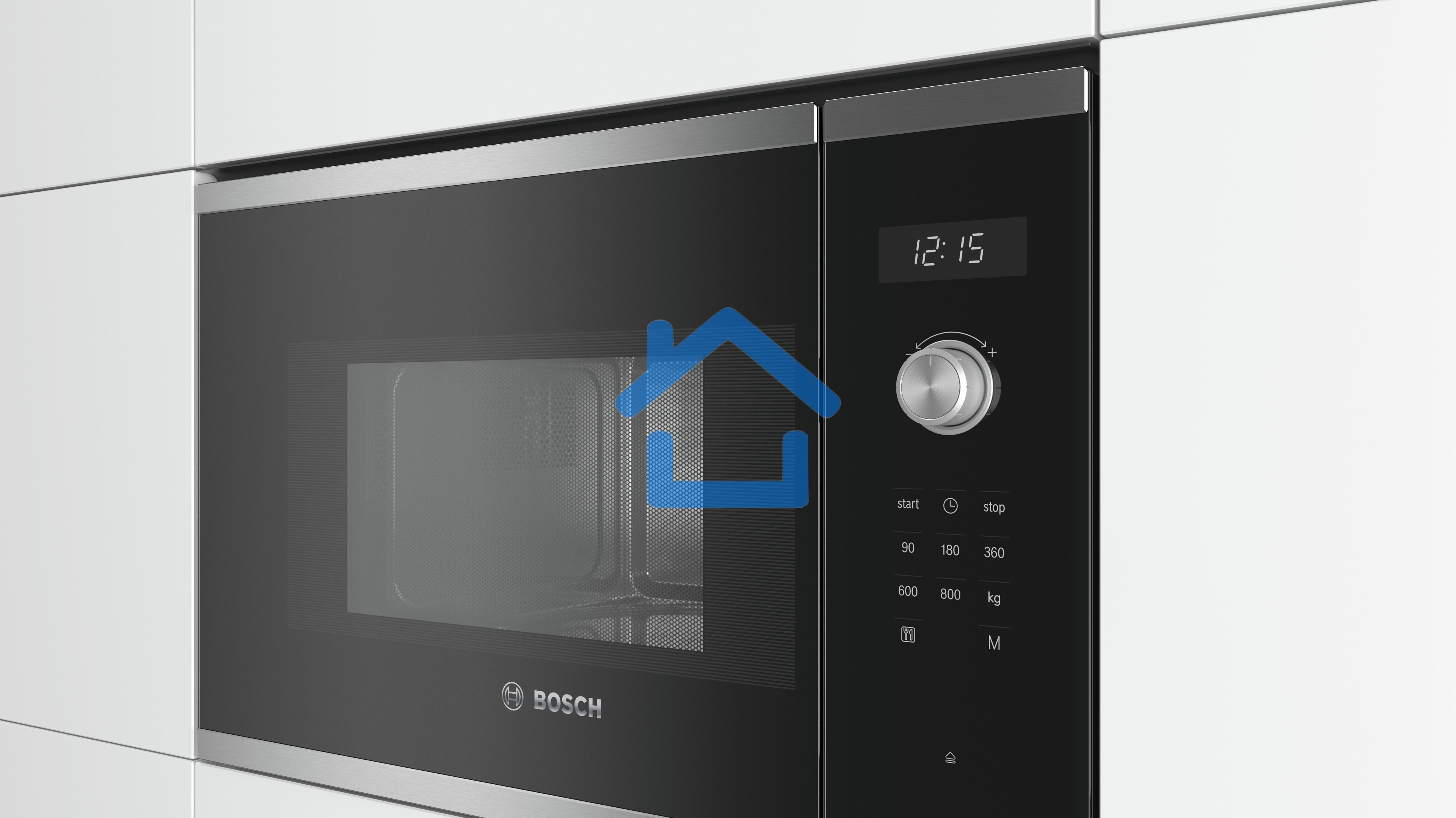 Микроволновая печь встраиваемая Bosch BFL524MS0 нержавеющая сталь, 20 л, 800 Вт, переключатели - поворотный механизм/сенсор