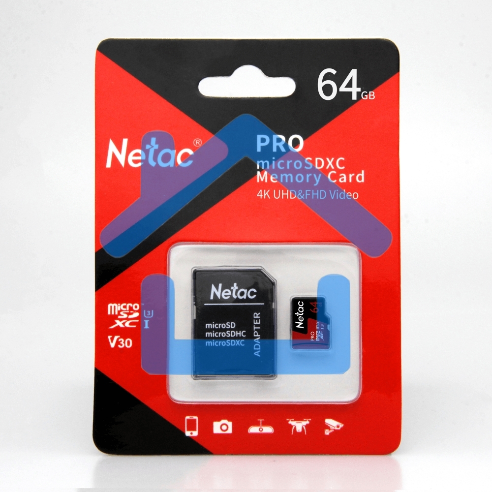 Флеш карта MicroSD card Netac P500 Extreme Pro 64Gb, retail version w/SD adapter