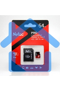 Флеш карта MicroSD card Netac P500 Extreme Pro 64Gb, retail version w/SD adapter