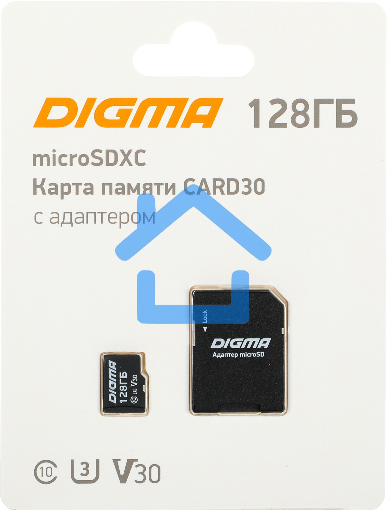 Флеш карта microSDXC 128Gb Class10 Digma CARD30 + adapter